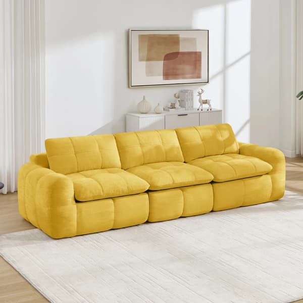 3-sits modulsoffa - L-formad - Klädd i chenille - Ergonomisk design - Ingen montering - Gul