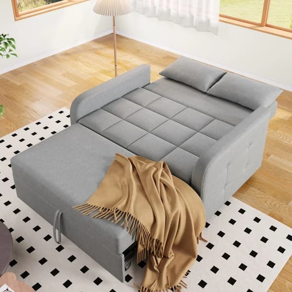 Fällbar bäddsoffa - Justerbart Ryggstöd - 2-sits - Tyg - Modern Design - 180 x 127 cm - Grå