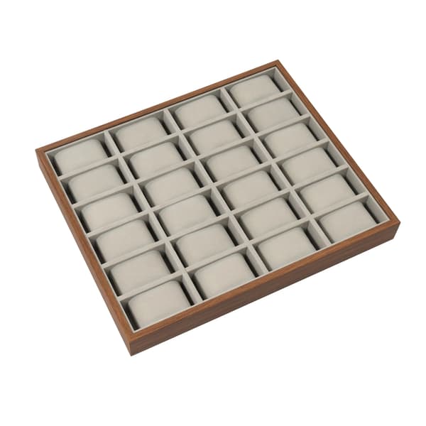 Klocklåda/Klockbox - Display/Smyckesförvaring - 24 fack - Rektangulär - Blandade material - Grå