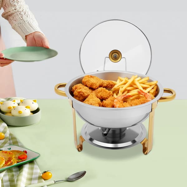 Buffetvarmer chafing dish - Sæt 4,7 L rustfrit stål - Med brænder - Til catering, bryllup, restaurant - Sølv