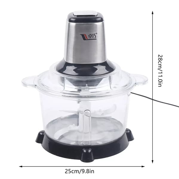 Foodprocessor - Elektrisk multihakker & kødhakker - 5 liter - Rustfrit stål - Sølv