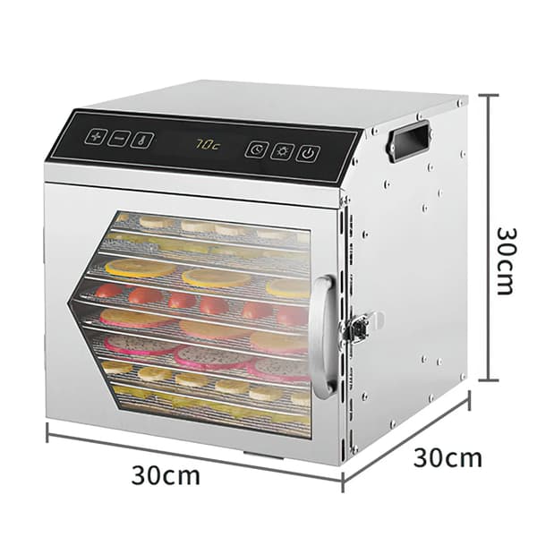 Fødevaredehydrator - Frugttørrer - 8 Bakker - Rustfrit Stål - 400 W - Timer & LED - 120–220 V AC
