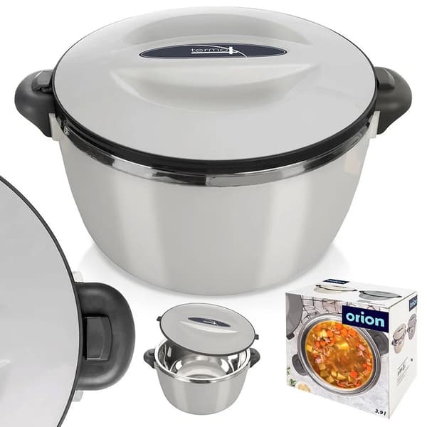 Madtermokande - Termokande i rustfrit stål - 3,5 l - Grå