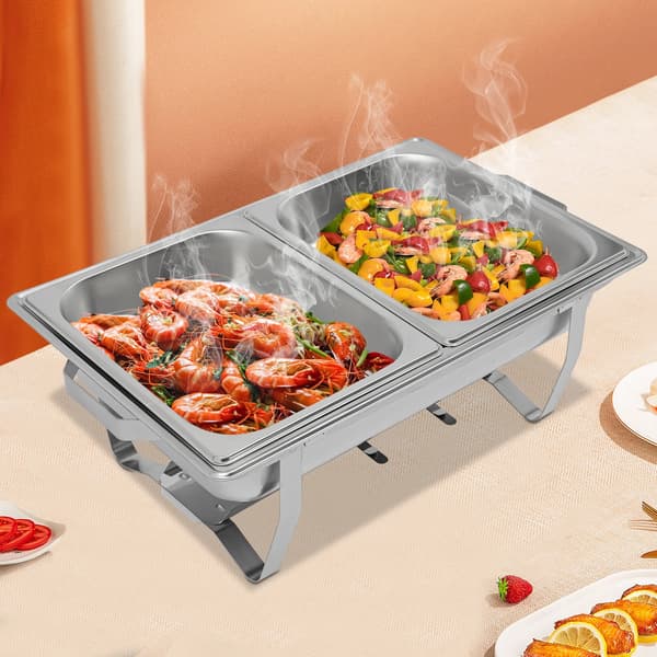 Chafing Dish Buffévärmare - 2-fack Serveringsset - Rostfritt stål - Rektangulär - För catering & buffé