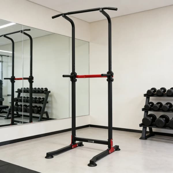 Multifunktionell dipstation - Pull-up-stång - Höjdjusterbar - Styrketräning - Vit