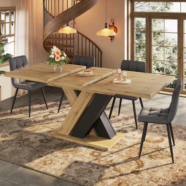 Utdragbart Matbord - Modernt Matbord - Med Iläggsskivor - X-formade Ben - MDF - Stil A