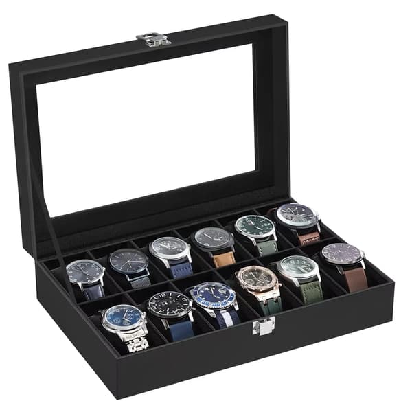 Klockbox - Klockfodral för 12 armbandsur - Läder