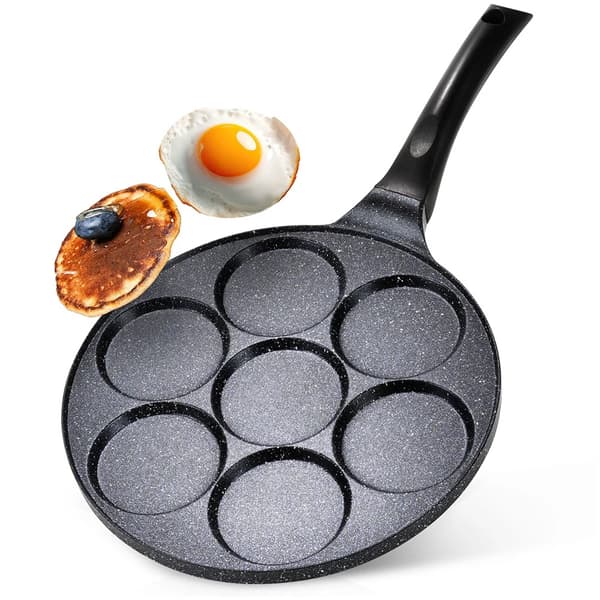 Æggepande - Basic Line - 7 huller - Granitbelægning - Aluminiumlegering - 26 cm - Sort