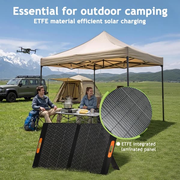 Solpanel - SP200 - 200W - Sammenklappelig og Bærbar - Solcellelader til Batteri - Nødstrøm - Camping, Autocamper & Hjem