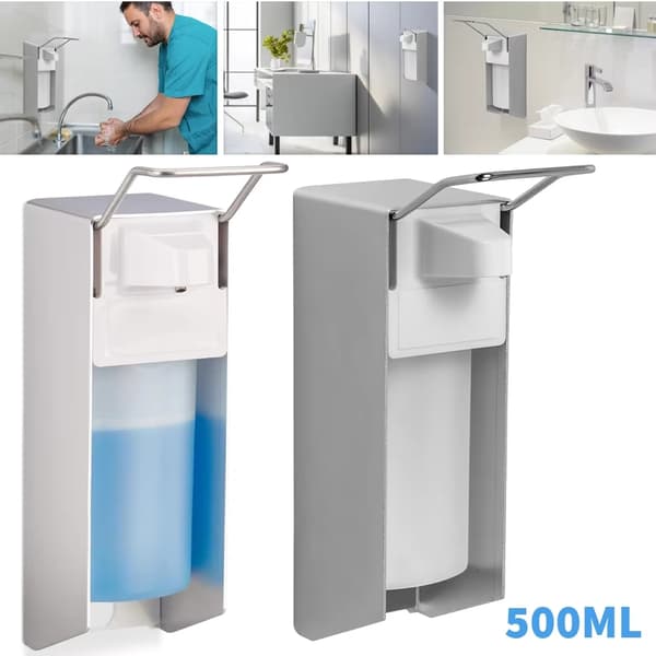 Flydende sæbedispenser - Håndsæbedispenser - Vægmonteret - Manuel pumpe - 500 ml - Metal - Montering uden boring