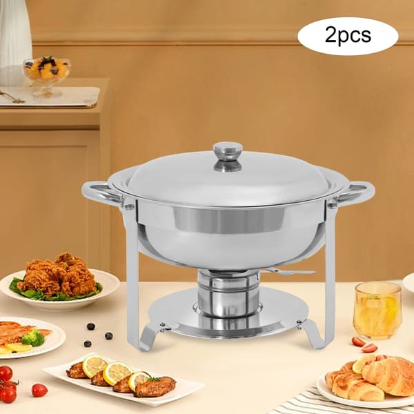 Chafing Dish Buffetsæt - Buffetvarmer - 2-delt - Rustfrit stål - Kapacitet 4,5 l - Med brænderholder