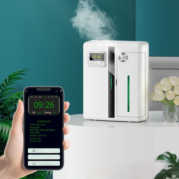 Smart duftdiffuser - Aroma Diffuser - 160 ml - Bluetooth - Væg- eller bordmontering - Timer - Til kontor, hotel, spa - Hvid