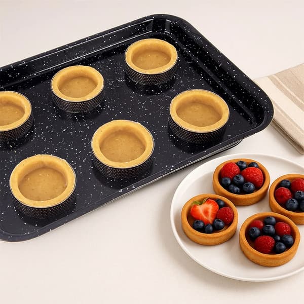 Tarteletforme - Perforerede Bageringe - Rustfrit Stål - 8 cm - 6 stk. - Sølv