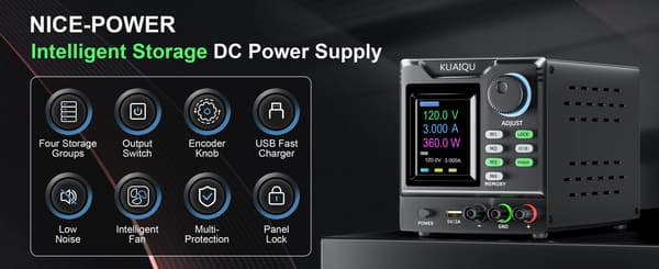 Programmerbart DC labbaggregat - SPPS-D - 120 V 3 A - USB/PC-styrning - 4 minnesplatser - Stabiliserad - Silver