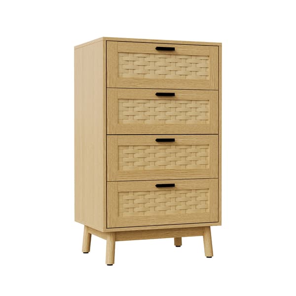 Träbyrå - 4 lådor - Klassisk design - Panelkonstruktion i trä - Sovrum & vardagsrum - Montering krävs