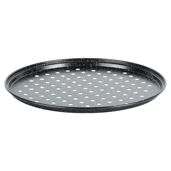 Pizzaform - Perforeret - Granitbelagt - Metal - 28 cm - Sort