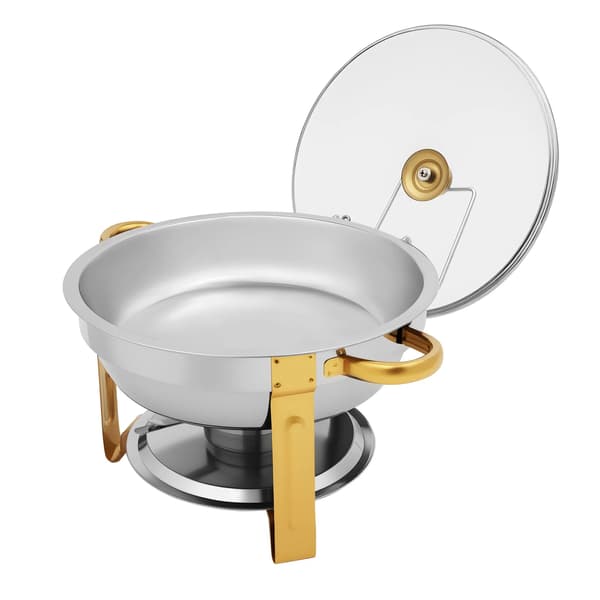 Chafing dish buffet-sæt - Rund buffetvarmer - Rustfrit stål - 4,7 l - Til buffetservering