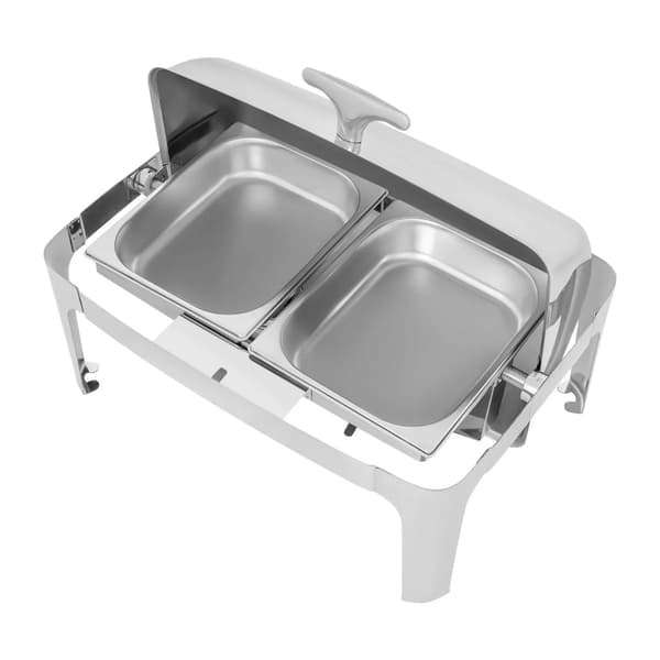 Buffetvarmer - Chafing Dish - Dobbelt 2x9 l - Rustfrit stål 201 - Rektangulær 64x44 cm - Sølv