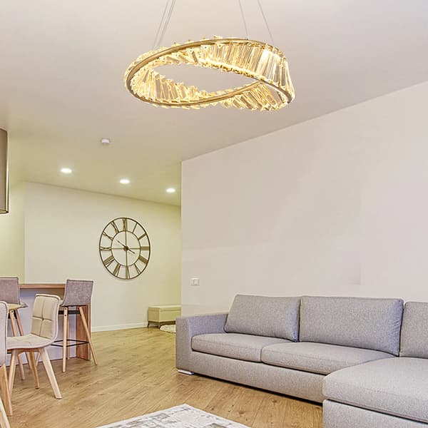 Krystalloftslampe - MS142-D40 - 40 cm - LED-belysning - Planmontering - Moderne Design - Skiftende Lysfarve - Guld