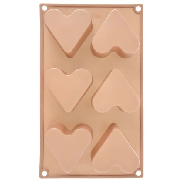 Kageform - Hjerteformet Silikoneform - 29 x 17,5 x 3,8 cm - Beige