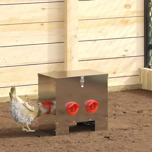 Hönsfoderautomat - Kycklingmatare 2-pack - Tygmaterial - 40,5 x 25 x 38 cm - Armygrön