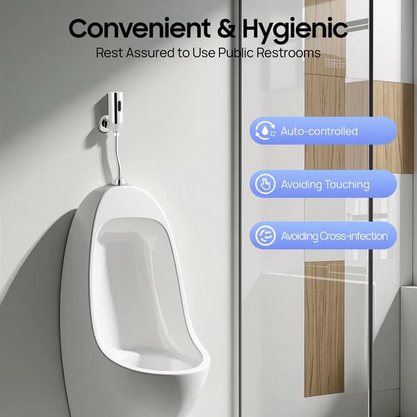 Urinal - Automatisk sensor spolventil - Väggmonterad - Helkoppar - CE-certifierad - 5x5x33,5 cm