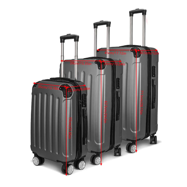 Kuffertsæt - 3-delt trolley - ABS hardcase - TSA-lås - 360° spinnerhjul - Mørkegrå