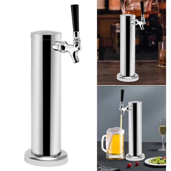 Øldispenser - Øltårn - Rustfrit Stål - 1 Hane - Til Hjemmebryg & Bar - Sølv