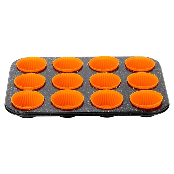 Muffinform - Granitbelagt metal - 13 rum - Sort
