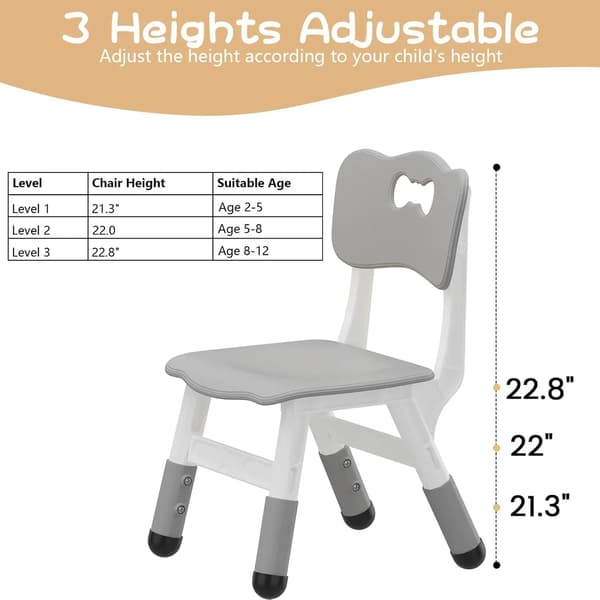 Barnstolar - Ergonomiska barnstolar - 2-pack - Plast - Utan dyna - Ej roterbara - Ljusgrå