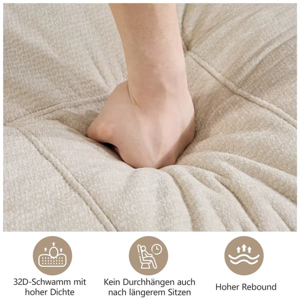 Modulsoffa - U-formad 4-sitssoffa - Chenille - Djupa sitsar - Modern design - Beige