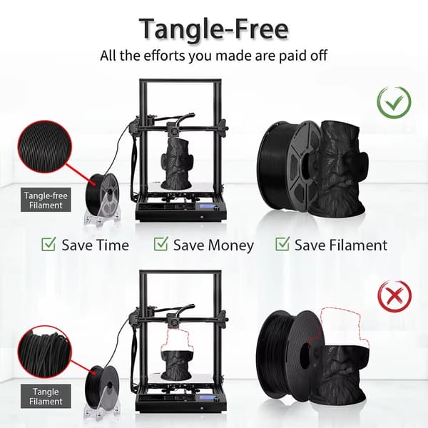 PLA+ Filament til 3D-printer - 3 Ruller - 1,75 mm - 1 kg pr. Rulle - Sort - Til FDM-printere
