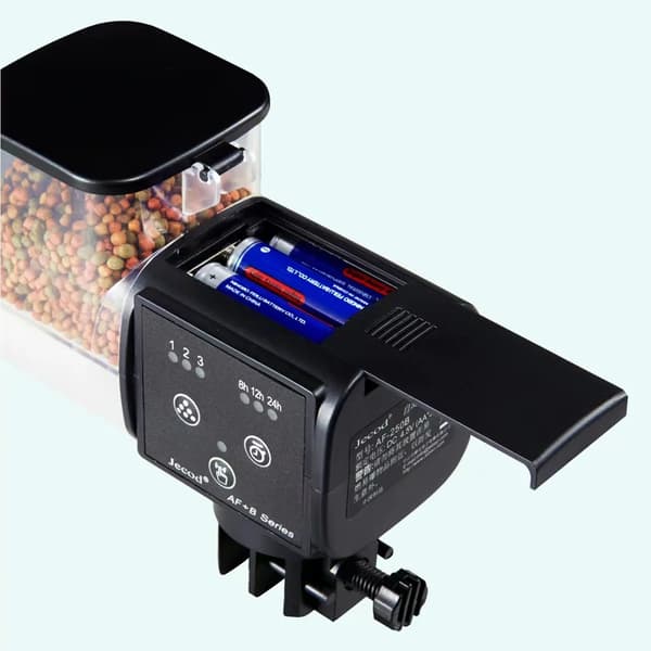 Automatisk fiskfoderautomat - AF500B - 500 ml kapacitet - LCD-display - Programmerbar timer - Justerbar portion 50–100 g - För akvarium