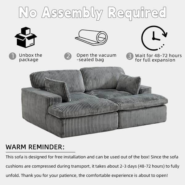 Modulär soffa - Soffbädd - 2-sits - Ergonomiskt ryggstöd - Flexibel kombination - Enkel montering - Grå
