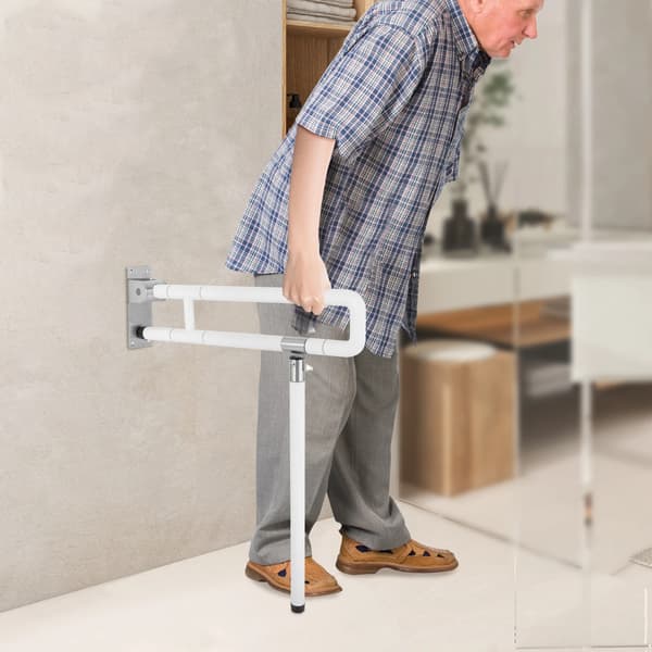 WC-støttegreb - Klapbart 180° - Vægmontering - Rustfrit stål - Bæreevne 100 kg - Hvid