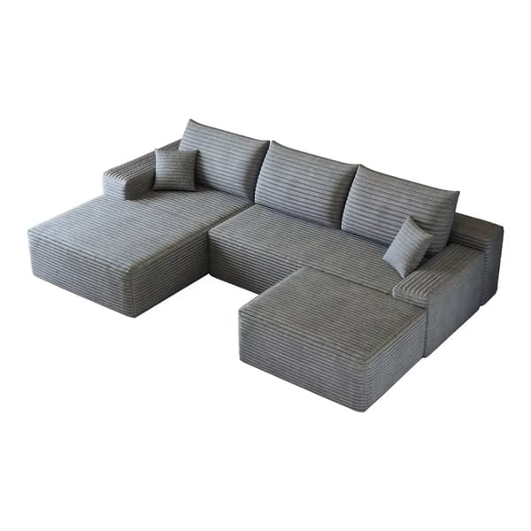 L-formad modulsoffa - 4-sitssoffa - Vänsterdivan - Manchester - Djup sits - Ingen montering - Grå