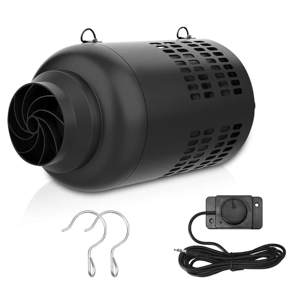 2-i-1 filterventilator - Kanalventilator med filter - Til 10–12,5 cm ventilationsrør - Udskifteligt filter - Til hydroponisk dyrkning - Sort