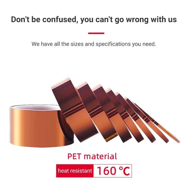 Kapton polyimidtejp - Elektrisk isoleringstejp - Hög temperatur - PCB-skydd - 25 mm bred - 33 m - 4-pack