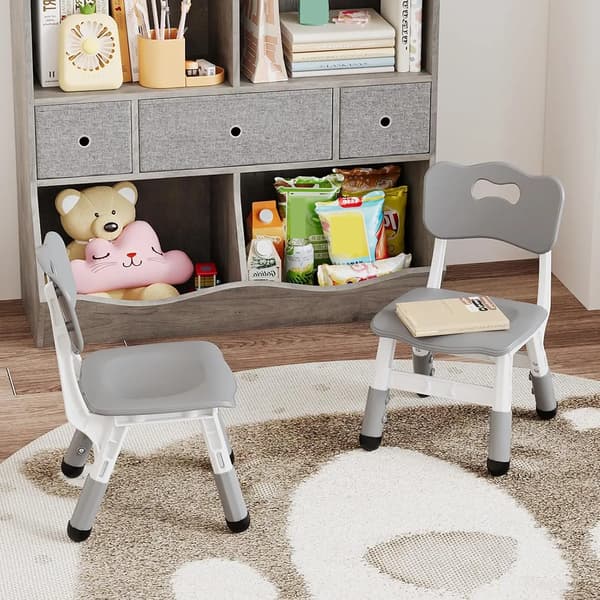 Barnstolar - Ergonomiska barnstolar - 2-pack - Plast - Utan dyna - Ej roterbara - Ljusgrå