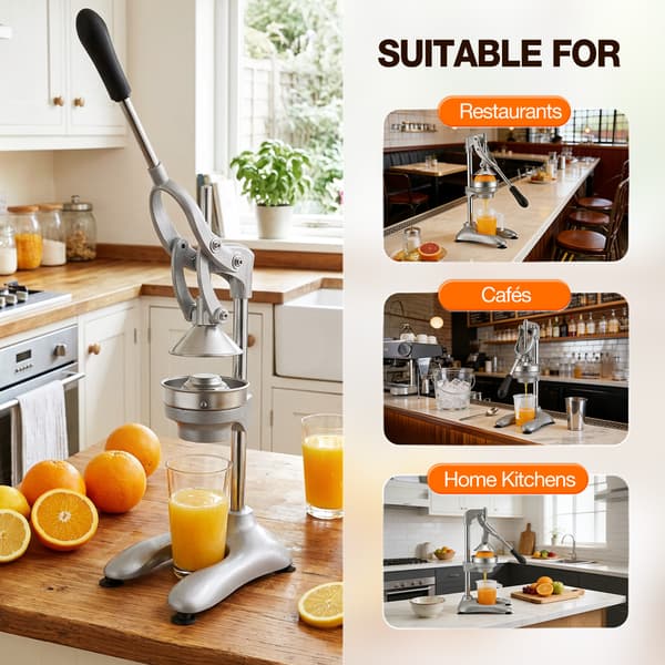 Manuell Citruspress - 304 Rostfritt Stål - Robust U-format Stativ - Separat Design - Handpress - Silver