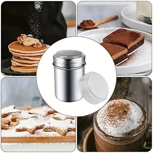 Pulversigte til kaffe og bagning - Rustfrit stål - Med låg - 2 dele