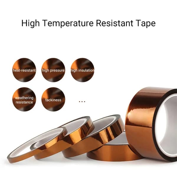 Kapton Tejp - Polyimid Högtemperatur Isoleringstejp - 4-Pack Rullar - Bredd 12 mm - Längd 33 m - För PCB Skydd - För Elektrisk Isolering