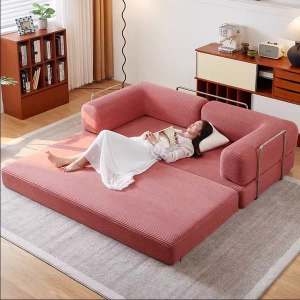 Modern vardagsrumssoffa - U-formad - Sammet - Modulär - 200 cm - Rosa