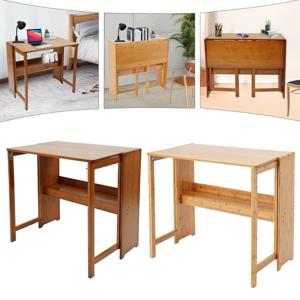 Skrivbord - Datorbord - Rektangulär Form - Bambu-stomme - 83 x 54 x 76 cm - Montering Krävs - Ljusgrå