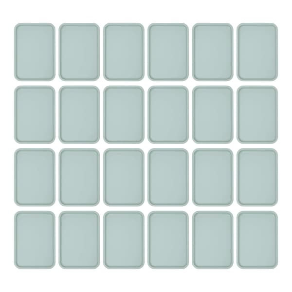 Snabbmatsbricka serveringsbricka - Rektangulär plastbricka - 24-pack - Halkfri - 36x27x2 cm - PP plast - Blå