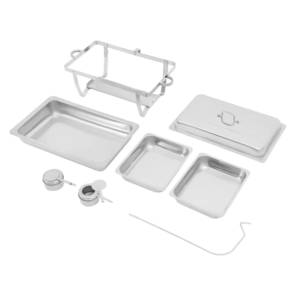 Chafing Dish Buffet Sæt - Buffetvarmer - Rustfrit Stål - Med Låg - Serveringsfad Til Catering, Fest, Restaurant