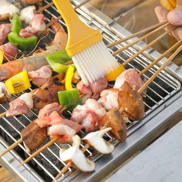 Bærbar kulgrill - Sammenklappelig grill - Rustfrit stålnet - Ekstra kraftig - Rektangulær - Camping og picnic - Grå