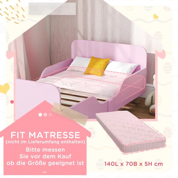 Barnsäng - Juniorsäng - 140x70 cm - Ribbotten - Enkel montering - Rosa