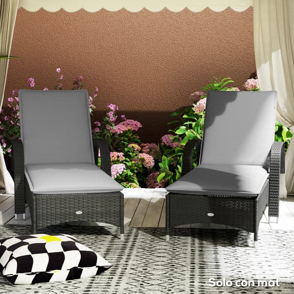 Solstolsdynor 2-pack - För fällbara solstolar - Mått 193×58×6 cm - 100% Polyester - Fiberfyllning - Grå