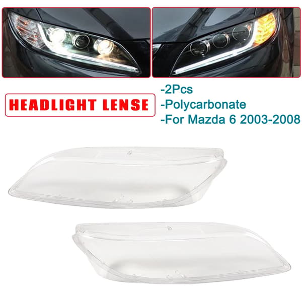 Strålkastarglas - Linsskydd - 2-Pack - Transparent - Passar Mazda 6 2003–2008